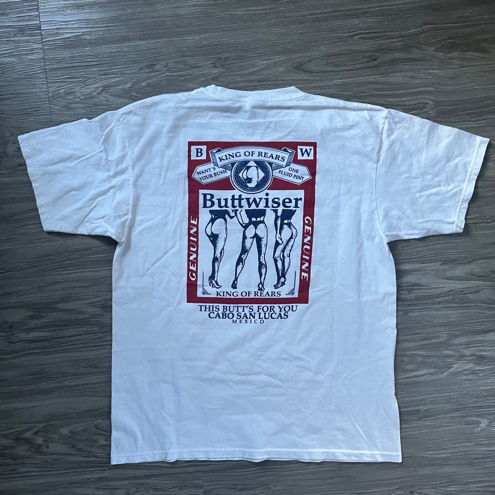 Yazbek Buttwiser King of Rears Cabo San Lucas Mexico Graphic T-Shirt Mens Large